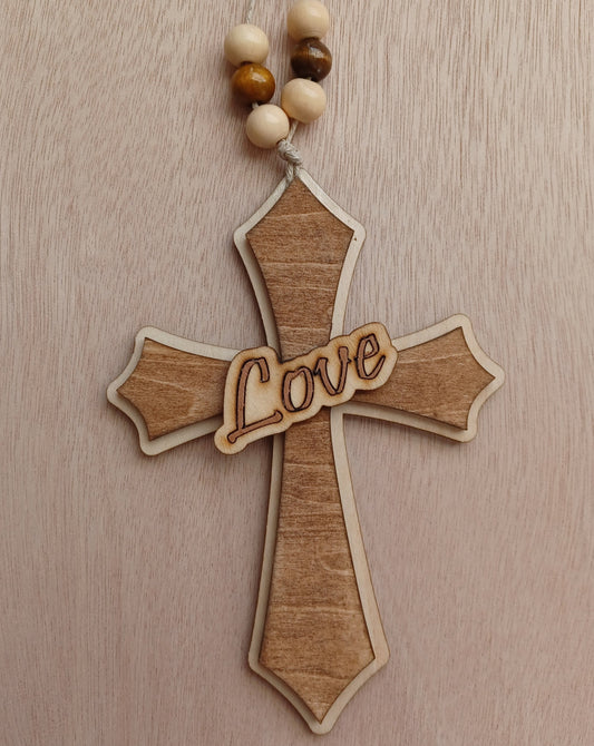 Small Wooden Cross Love Wall Hanging