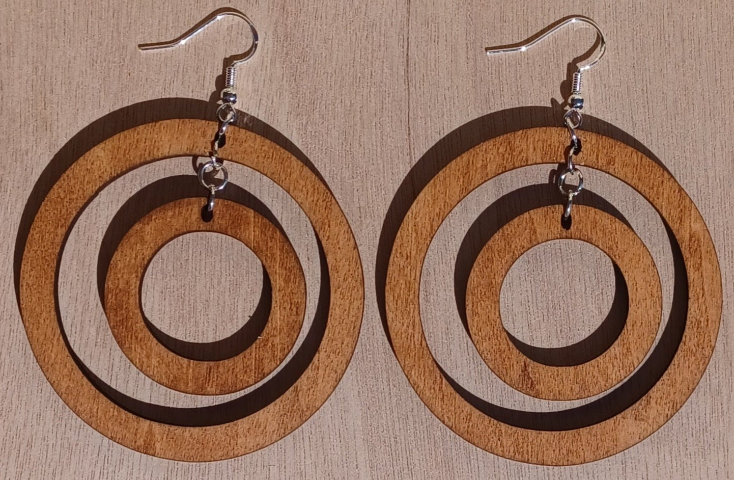 Two Circle Hoop Wooden Earrings