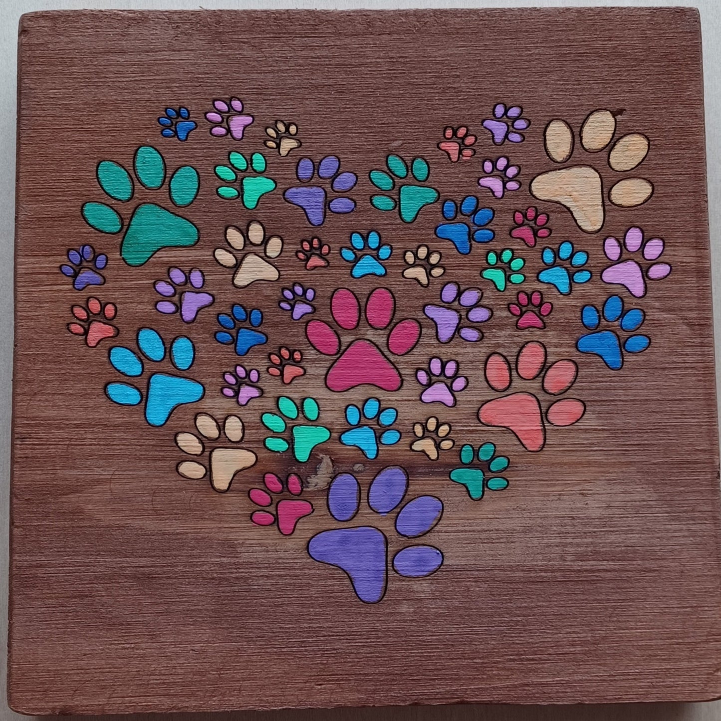 Colorful Paw Prints Coasters - Set of 4